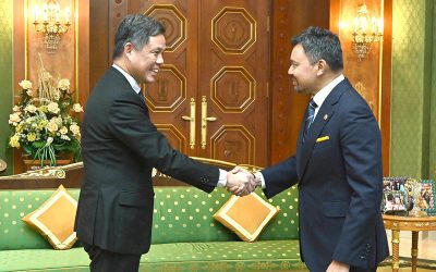 HIS ROYAL HIGHNESS PRINCE HAJI AL-MUHTADEE BILLAH, THE CROWN PRINCE AND SENIOR MINISTER AT THE PRIME MINISTER’S OFFICE RECEIVES IN AUDIENCE THE COORDINATING MINISTER FOR PUBLIC AFFAIRS   AND MINISTER FOR DEFENCE OF THE REPUBLIC OF SINGAPORE