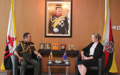 RBAF COMMANDER  RECEIVES COURTESY CALL FROM DIRECTOR OF INTERNATIONAL POLICY DIVISION, DEPARTMENT OF DEFENCE, AUSTRALIA