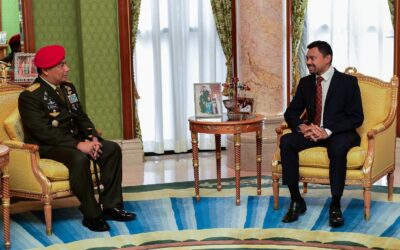 HIS ROYAL HIGHNESS THE CROWN PRINCE RECEIVES IN AUDIENCE COMMANDANT GENERAL OF KOPASSUS