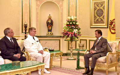 HIS MAJESTY THE SULTAN AND YANG DI-PERTUAN OF BRUNEI DARUSSALAM RECEIVES IN AUDIENCE JOINT COMMANDER ARMED FORCES IN FRENCH POLYNESIA AND COMMANDER OF THE FRENCH POLYNESIAN AND PACIFIC MARITIME ZONES