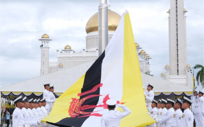 NATIONAL FLAG HOISTING CEREMONY TO MARK HIS MAJESTY THE SULTAN AND YANG DI-PERTUAN OF BRUNEI DARUSSALAM 77th BIRTHDAY CELEBRATION