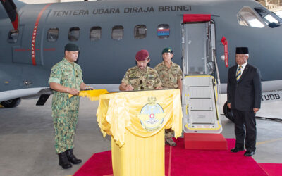 HIS MAJESTY THE SULTAN AND YANG DI-PERTUAN OF NEGARA BRUNEI DARUSSALAM GRACED THE INTRODUCTION TO SERVICE CEREMONY OF THE ROYAL BRUNEI AIR FORCE C295MW AIRCRAFT