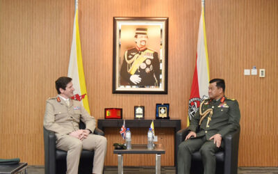RBAF COMMANDER RECEIVES COURTESY CALL FROM GENERAL OFFICER COMMANDING OF THE UNITED KINGDOM 1ST DIVISION BRITISH ARMY