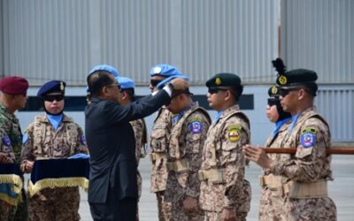 THE FIRST FLIGHT OF THE MALAYSIAN BATTALION CONTINGENT (MALBATT) 850-12 DEPARTS FOR THE PEACEKEEPING MISSION OF THE UNITED NATIONS INTERIM FORCE IN LEBANON (UNIFIL)