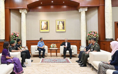 MINISTER AT THE PRIME MINISTER’S OFFICE AND MINISTER OF DEFENCE II RECEIVES COURTESY CALL FROM SENIOR DIRECTING STAFF (AIR) OF THE NATIONAL DEFENCE COLLEGE OF INDIA