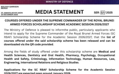MEDIA STATEMENT – COURSES OFFERED UNDER THE SUPREME COMMANDER OF THE ROYAL BRUNEI ARMED FORCES SCHOLARSHIP SCHEME ACADEMIC SESSION 2026/2027